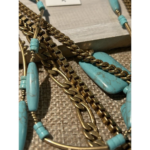 Silpada KR "Toes in the Sand" Howlite Turquoise Brass Necklace 5-Strand NWT $160 - Picture 3 of 11
